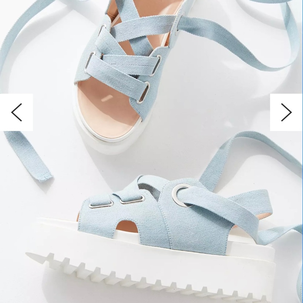 Urban Outfitters denim lace up platform sandals
